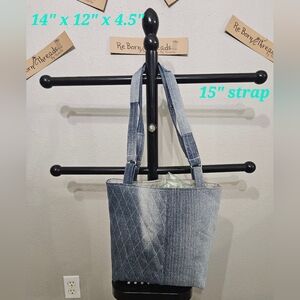 Denim Tote Bag in Light Blue